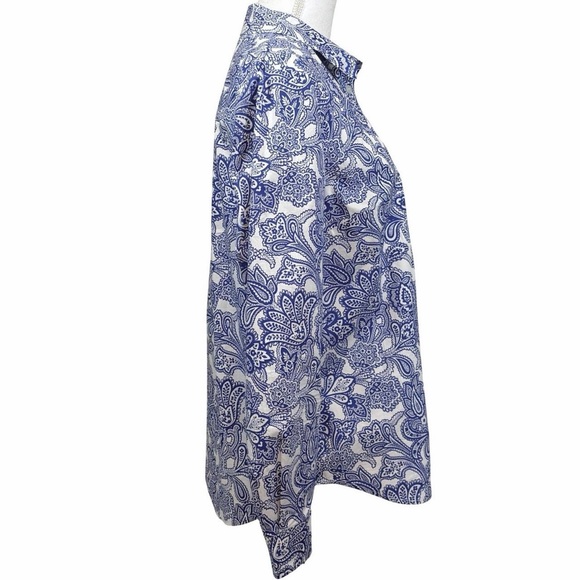 Boden Blue Paisley Floral Women's Button Down Shirt Top 8 - Picture 2 of 5